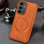 Vaku ® Samsung Galaxy S24 Maxtron Leather Stitched Magnetic Magsafe Non-Slip Grip Shockproof Back Cover