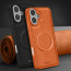 Vaku ® Apple iPhone 16 Maxtron Leather Stitched Magnetic Magsafe Non-Slip Grip Shockproof Back Cover