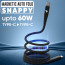 Vaku Luxos® Snappy Magnetic Auto-Fold Original iPhone Charger Cable Type C to Type C Connector Fast Charging (mfi-certified), Nylon Braided for iPhone 16/ iPhone 15 & ios