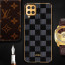 Vaku ® Samsung Galaxy A12 Cheron Series Leather Stitched Gold Electroplated Soft TPU Back Cover