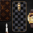 Vaku ® OnePlus 8 Cheron Series Leather Stitched Gold Electroplated Soft TPU Back Cover