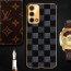 Vaku ® Oppo A74 Cheron Leather Stitched Gold Electroplated Soft TPU Back Cover