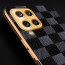 Vaku ® Samsung Galaxy A12 Cheron Series Leather Stitched Gold Electroplated Soft TPU Back Cover