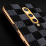 Vaku ® OnePlus 8 Cheron Series Leather Stitched Gold Electroplated Soft TPU Back Cover