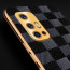 Vaku ® Vivo V17 Cheron Series Leather Stitched Gold Electroplated Soft TPU Back Cover