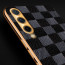 Vaku ® Samsung Galaxy A50 Cheron Series Leather Stitched Gold Electroplated Soft TPU Back Cover