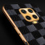 Vaku ® Xiaomi Redmi Note 9 Pro Max Cheron Series Leather Stitched Gold Electroplated Soft TPU Back Cover