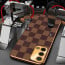 Vaku ® Oppo A74 Cheron Leather Stitched Gold Electroplated Soft TPU Back Cover