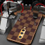 Vaku ® OnePlus 8 Cheron Series Leather Stitched Gold Electroplated Soft TPU Back Cover