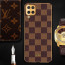 Vaku ® Samsung Galaxy A12 Cheron Series Leather Stitched Gold Electroplated Soft TPU Back Cover