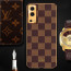 Vaku ® Vivo iQoo Z3 5G Cheron Series Leather Stitched Gold Electroplated Soft TPU Back Cover