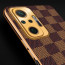 Vaku ® Redmi Note 10 Pro Max Cheron Series Leather Stitched Gold Electroplated Soft TPU Back Cover