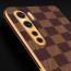 Vaku ® Oppo F15 Cheron Series Leather Stitched Gold Electroplated Soft TPU Back Cover