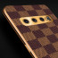 Vaku ® Samsung Galaxy S10 Cheron Series Leather Stitched Gold Electroplated Soft TPU Back Cover