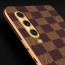 Vaku ® Samsung Galaxy A50s Cheron Series Leather Stitched Gold Electroplated Soft TPU Back Cover