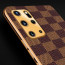 Vaku ® Samsung Galaxy S20 Plus Cheron Series Leather Stitched Gold Electroplated Soft TPU Back Cover