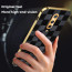 Vaku ® OnePlus 8 Cheron Series Leather Stitched Gold Electroplated Soft TPU Back Cover
