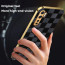 Vaku ® Oppo F15 Cheron Series Leather Stitched Gold Electroplated Soft TPU Back Cover