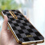 Vaku ® POCO X2 Cheron Series Leather Stitched Gold Electroplated Soft TPU Back Cover