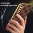 Vaku ® Oppo F15 Cheron Series Leather Stitched Gold Electroplated Soft TPU Back Cover