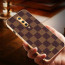 Vaku ® OnePlus 8 Cheron Series Leather Stitched Gold Electroplated Soft TPU Back Cover