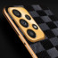 Vaku ® Samsung Galaxy A52s Cheron Series Leather Stitched Gold Electroplated Soft TPU Back Cover