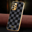 Vaku ® Samsung Galaxy A33 5G Cheron Series Leather Stitched Gold Electroplated Soft TPU Back Cover