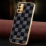 Vaku ® Oppo A74 Cheron Leather Stitched Gold Electroplated Soft TPU Back Cover