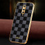 Vaku ® OnePlus 8 Cheron Series Leather Stitched Gold Electroplated Soft TPU Back Cover
