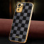 Vaku ® Redmi Note 10S Cheron Series Leather Stitched Gold Electroplated Soft TPU Back Cover