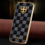 Vaku ® Xiaomi Redmi Note 9 Pro Max Cheron Series Leather Stitched Gold Electroplated Soft TPU Back Cover