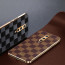 Vaku ® OnePlus 8 Cheron Series Leather Stitched Gold Electroplated Soft TPU Back Cover