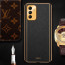 Vaku ® Samsung Galaxy F13 Luxemberg Series Leather Stitched Gold Electroplated Soft TPU Back Cover