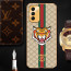 Vaku ® Samsung Galaxy F13 Lynx Line Leather Stitched Gold Electroplated Soft TPU Back Cover Case