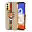Vaku ® Samsung Galaxy F13 Lynx Line Leather Stitched Gold Electroplated Soft TPU Back Cover Case