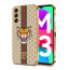 Vaku ® Samsung Galaxy M13 Lynx Leather Stitched Gold Electroplated Soft TPU Back Cover