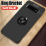 Vaku ® Samsung Galaxy S10 Plus Ring Holder Auto Focus Leather Stitched Soft Silicone 4 Frames plus ultra-thin case transparent cover