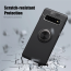 Vaku ® Samsung Galaxy S10 Plus Ring Holder Auto Focus Leather Stitched Soft Silicone 4 Frames plus ultra-thin case transparent cover