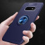 Vaku ® Samsung Galaxy S10 Plus Ring Holder Auto Focus Leather Stitched Soft Silicone 4 Frames plus ultra-thin case transparent cover