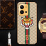 Vaku ® Vivo V25 5G Lynx Designer Leather Pattern Gold Electroplated Soft TPU Back Cover Case
