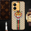 Vaku ® Vivo Y22 Lynx Designer Leather Pattern Gold Electroplated Soft TPU Back Cover Case