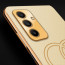 Vaku ® Samsung Galaxy M34 5G Skylar Leather Pattern Gold Electroplated Soft TPU Back Cover