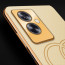 Vaku ® Oppo A79 5G Skylar Leather Pattern Gold Electroplated Soft TPU Back Cover