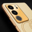 Vaku ® Vivo V29 5G Skylar Leather Pattern Gold Electroplated Soft TPU Back Cover