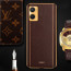 Vaku ® Oppo A96 Luxemberg Series Leather Stitched Gold Electroplated Soft TPU Back Cover