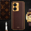 Vaku ® Vivo T1 4G Luxemberg Series Leather Stitched Gold Electroplated Soft TPU Back Cover