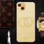 Vaku ® Apple iPhone 13 Skylar Leather Pattern Gold Electroplated Soft TPU Back Cover