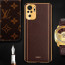 Vaku ® Redmi Note 10S Luxemberg Series Leather Stitched Gold Electroplated Soft TPU Back Cover