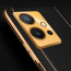 Vaku ® Vivo Y75 5G Luxemberg Series Leather Stitched Gold Electroplated Soft TPU Back Cover