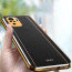 Vaku ® Redmi Note 10S Luxemberg Series Leather Stitched Gold Electroplated Soft TPU Back Cover